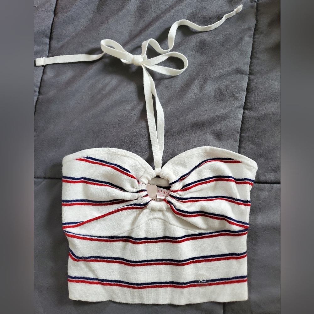 Red White & Blue striped tie neck halter top by Lottie Moss (XS)